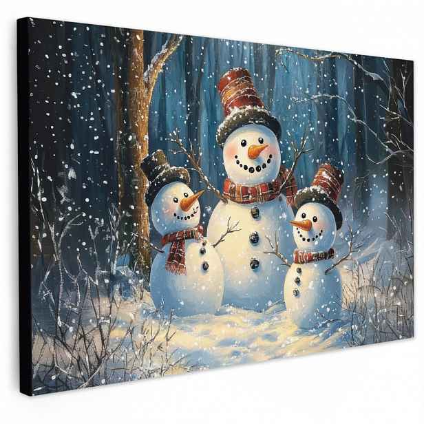 MuchoWow OBRAZ NA PLÁTNĚ Sněhulák - Sníh - Zima - Les 60x40 cm