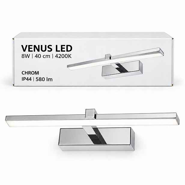Nástěnné svítidlo Venus 8W 40 cm chromové Led zrcadlo neutrální 4200K IP44