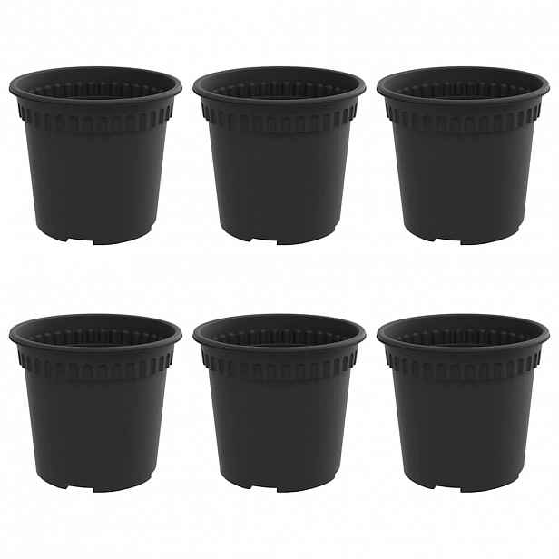 vidaXL Kulatý květináč 6 ks Černá Ø 15 x 12 cm Plast