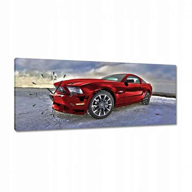 Nástěnné hodiny 100x40 Červený Ford Mustang