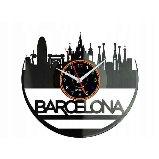 Barcelona Dárek Originální dekorace do domu Hodiny z vinylové desky