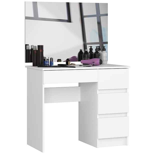 Ak furniture Kosmetický stolek se zrcadlem T-6 I 90x50 cm bílý pravý