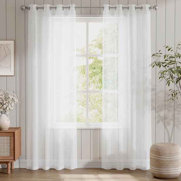 Topick 2 Bílé průhledné záclony z voálu s očky 280 x 140 cm