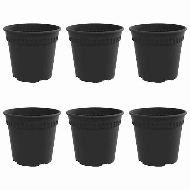 vidaXL Kulatý květináč 6 ks Černá Ø 19 x 16,5 cm Plast