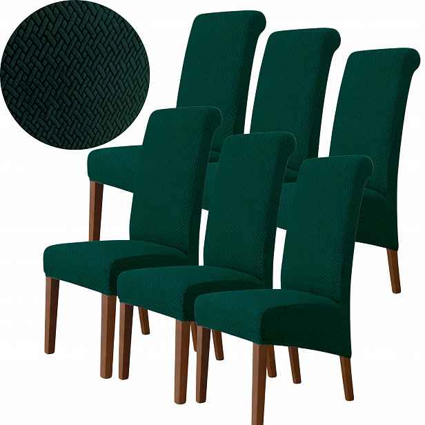 6 X Potah Na Židli Žakár Jedle Premium Elastický Oeko-tex Zelený