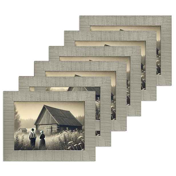 Sada 5 Rámečků 15x21 cm Vintage stylizovaná přírodní dřevo Šedá