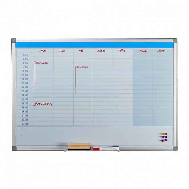 Relaxdays WHITEBOARD bílá stříbrná magnetické denní plánovač 60x90 cm