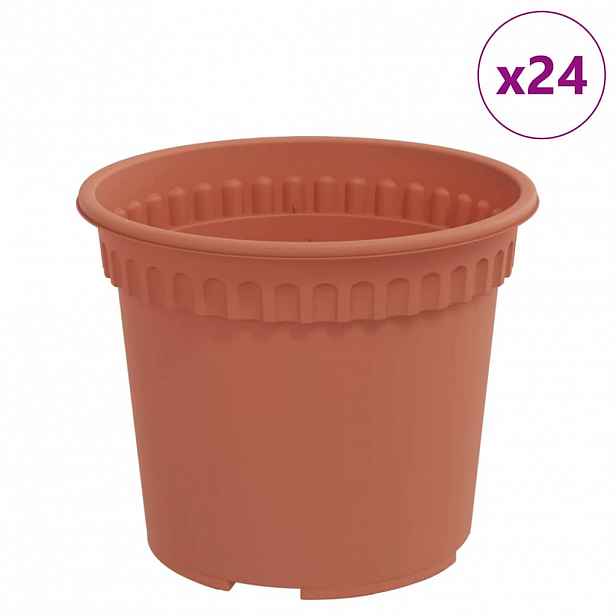 vidaXL Kulatý květináč 24 ks Cihlově červená Ø 12,5 x 10 cm Plast