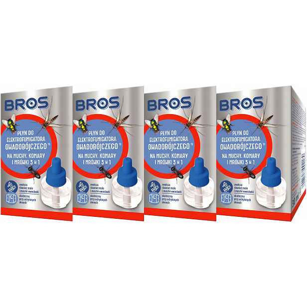 4x Tekutina Do Elektrofumigátoru Komáři Mouchy Mravenci 60 Nocí Bros 30 ml