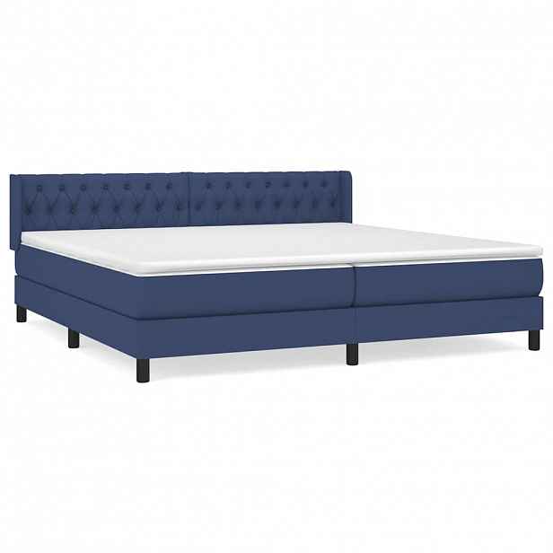 vidaXL Box spring postel s matrací modrá 200x200 cm textil