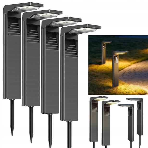 4 ks Solární stojící zahradní lampa 57 cm Sada silných sloupků