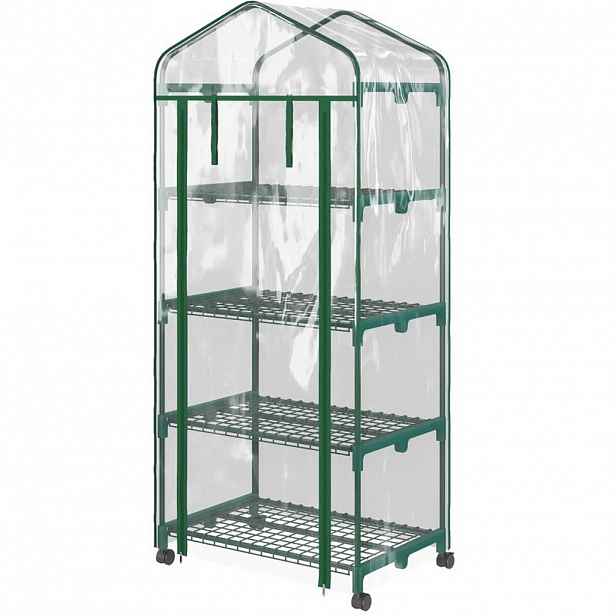 Modfu FÓLIOVNÍK z oceli 69x50x165 cm transparentní se 4 policemi a rolovacími dveřmi