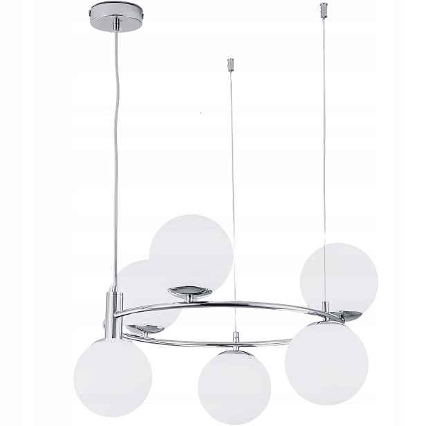 Závěsná Lampa Stropní Lustr Kule stříbrná Moderní Led mléčná