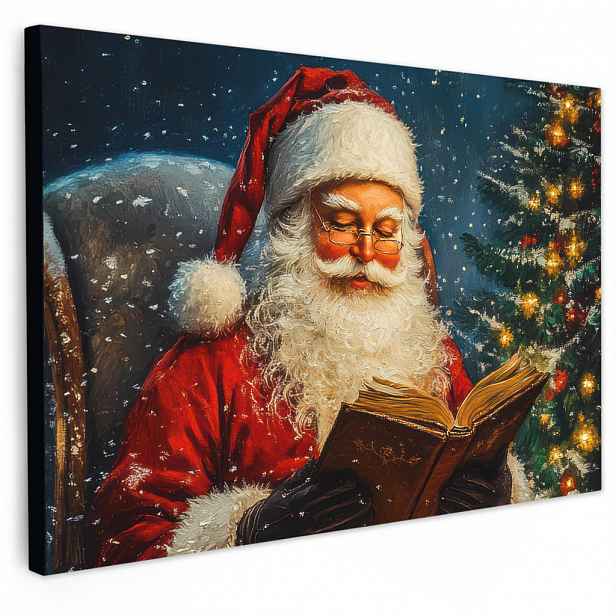 MuchoWow OBRAZ NA PLÁTNĚ Otec Vánoc - Vánoce - Zima - Vánoční stromek 90x60 cm
