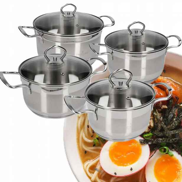 Sada 4 Kuchyňských Hrnců 8 Kusů Nerezová Ocel Premium Zwieger Lovro