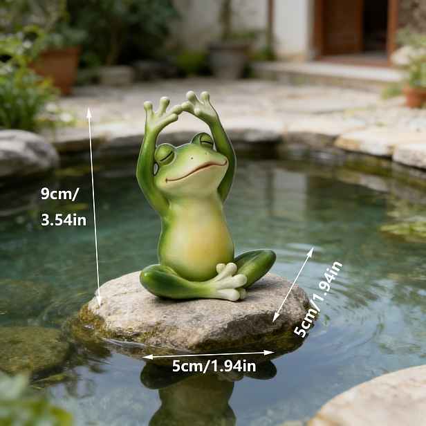 TEMU Zahrada - Meditační žabí ozdoba na dvůr, dekorace z pryskyřice, simulace zvířete k jezírku, Zen žabí sedící ozdoba, balkonové jezírko, krajinná