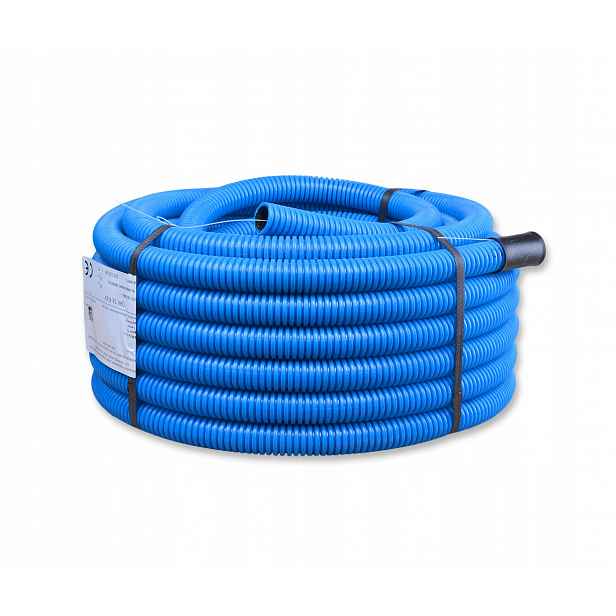 Trubka vroubkovaná do země, průměr 32 mm, 25 m, modrá