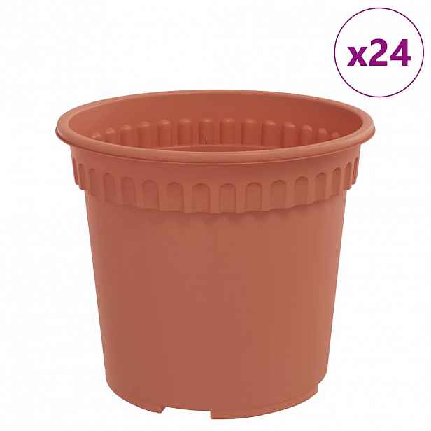 vidaXL Kulatý květináč 24 ks Cihlově červená Ø 15 x 12 cm Plast