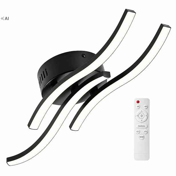 stropní svítidlo Led Stropní Svítidlo Černý Lustr Moderní 24W Do Obývacího Pokoje S Dálkový Ovladač