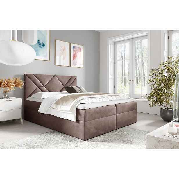 Boxspringová postel ASKOT - 160x200, starorůžová + topper ZDARMA