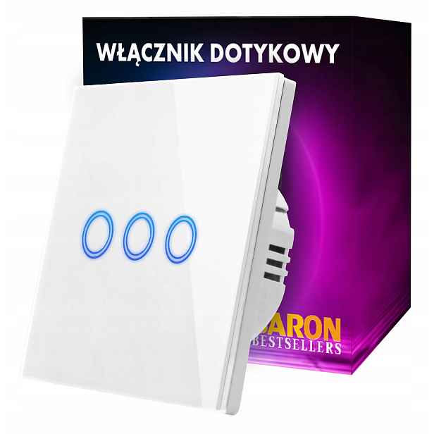 Dotykový spínač, Trojitý Stmívač, Bílé Sklo