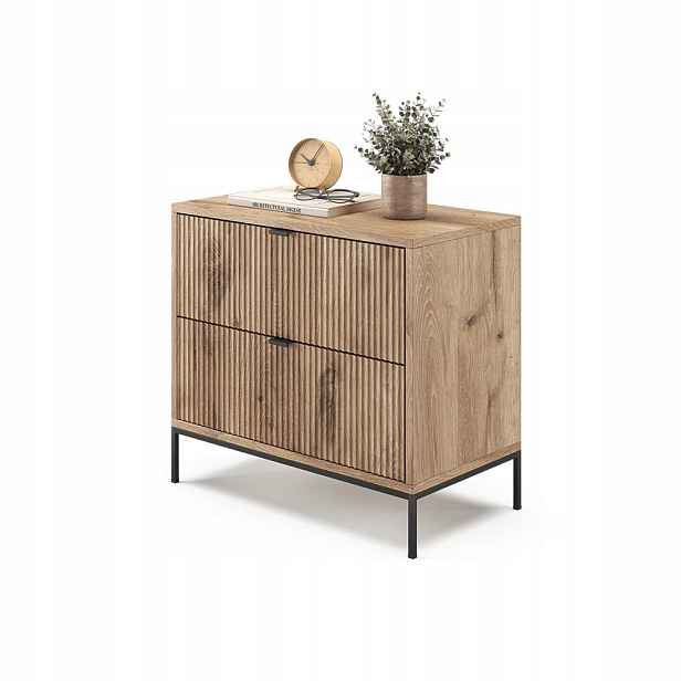 Komoda Noční Vicco Eliza Viking Oak 66x60 Cm Stolek Skříňka 2 Zásuvky Pokoj