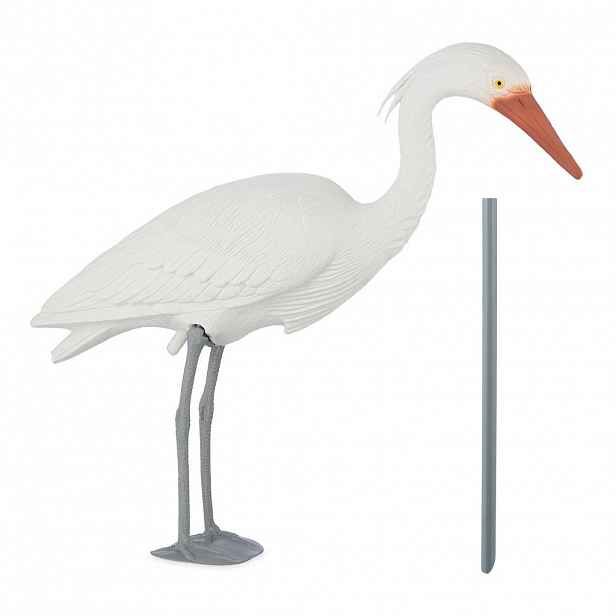 Relaxdays FIGURKA Bílá Oranžová Šedá Volavka plašič ptáků 66 cm