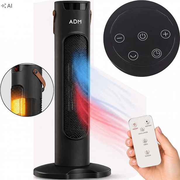 Sloupový Termoventilátor Chladí A Ohřívá Adm 6062-1 Černý 2V1 Přívod Vzduchu