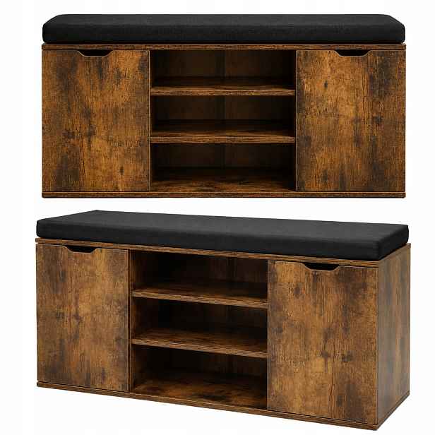 Botník S Mdf Sedákem Tmavě Hnědá 103X30X46 CM Do Předsíně