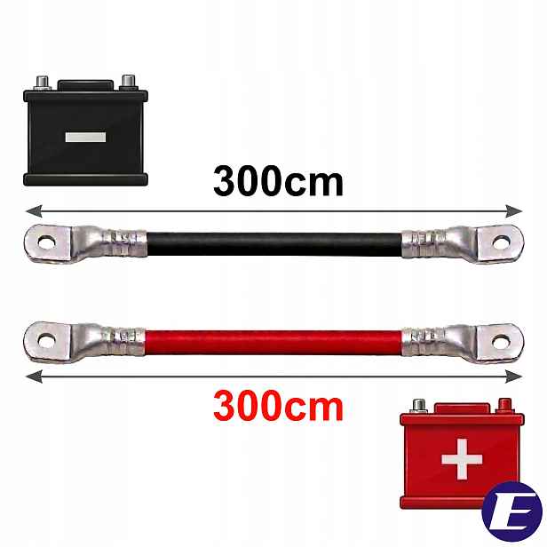 300 cm Sada Kabelů 35 mm2 M8 2xLgy pro akumulátory Měnič Napětí Hmotnost 3 m