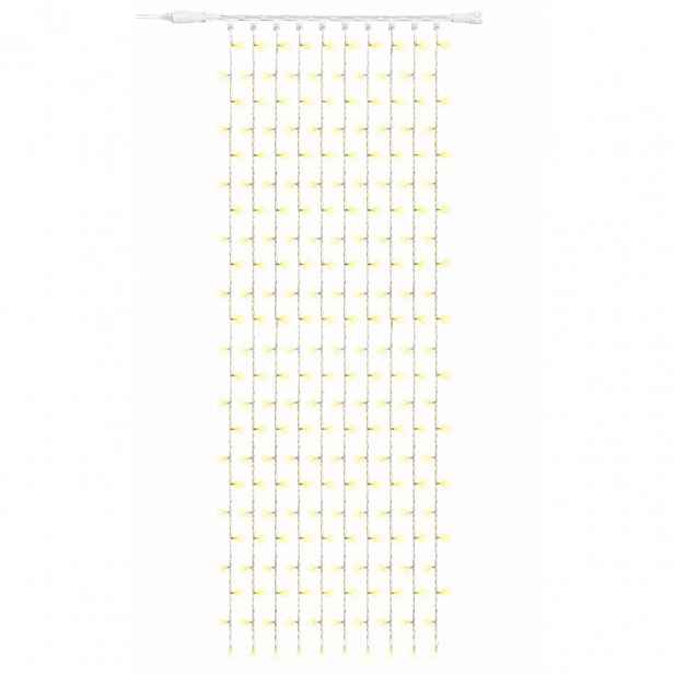 Easy Fix LED světelný závěs venkovní, 100 × 300 cm, teple bílá, 300 diod, bílý kabel, IP67, prodlužovací