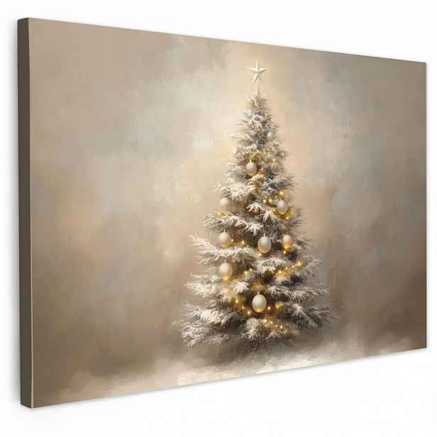 MuchoWow OBRAZ NA PLÁTNĚ Vánoce - Vánoční stromek - Sníh - Umění 90x60 cm