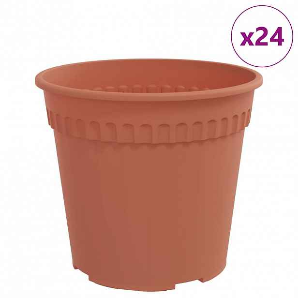 vidaXL Kulatý květináč 24 ks Cihlově červená Ø 19 x 16,5 cm Plast