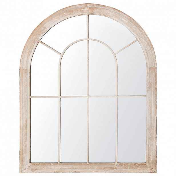 Beliani NÁSTĚNNÉ ZRCADLO béžové Imitace okna 69/89 cm Embry