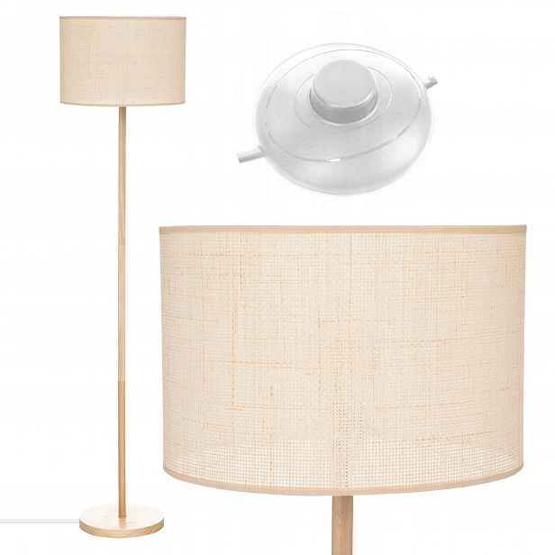 Stojací lampa 150 cm Stojící Dřevěná se stínidlem Béžová Do obývacího pokoje E27