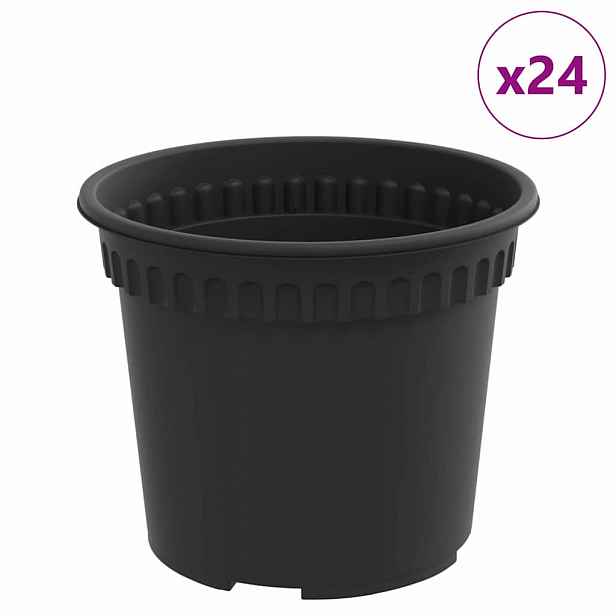 vidaXL Kulatý květináč 24 ks Černá Ø 12,5 x 10 cm Plast