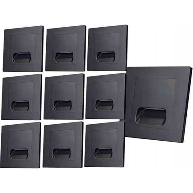 10x Led svítidlo na schody 230V Černá Schodišťová lampa Osvětlení schodů