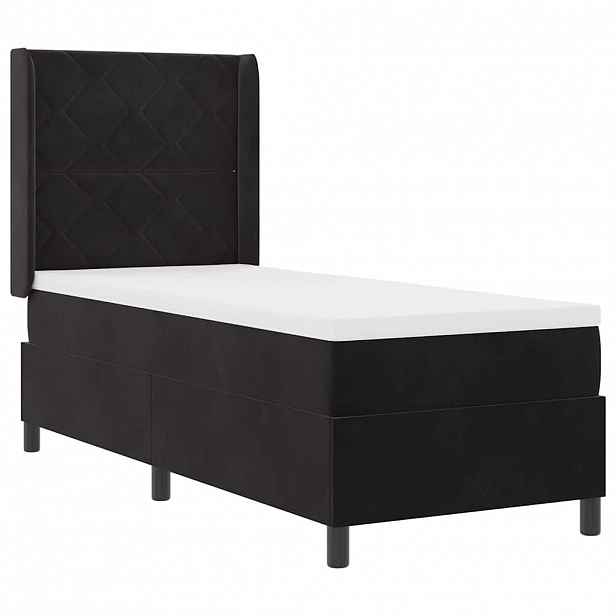 vidaXL Postel s boxspringem s LED pásky s čelo Černá 80 x 200 cm samet