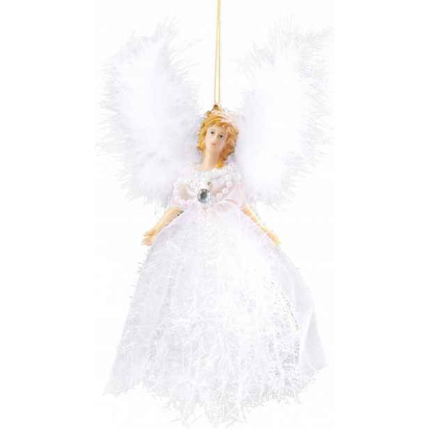 Bílý Závěsný Anděl 19×12 CM Elegantní Vánoční Ozdoba