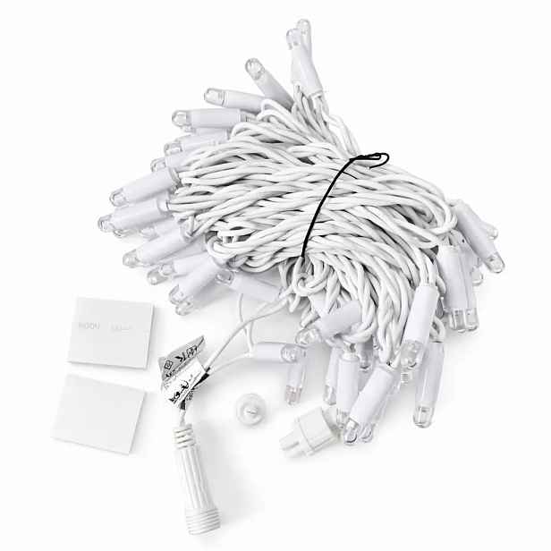 Eco fix LED světelný řetěz 10 m, 60 zářivějších diod, teple bílá, 36V, bílý kabel, IP44