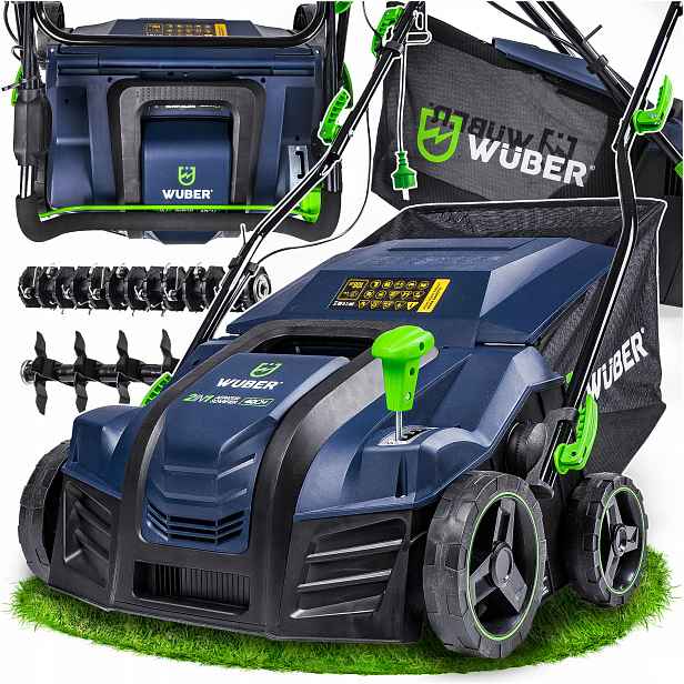 Provzdušňovač Vertikutátor Elektrický 40CM Do Trávy Trávníku 55L 2000W 2V1 Wuber