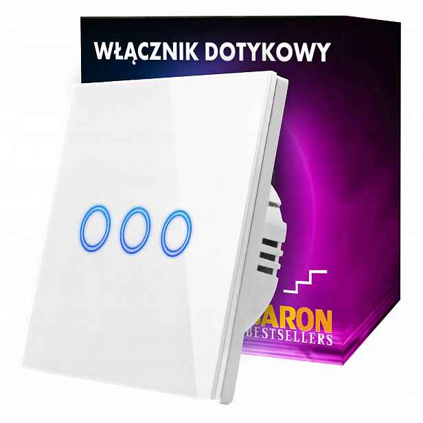 Trojitý Dotykový Schodišťový Spínač Bílé Sklo