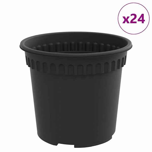 vidaXL Kulatý květináč 24 ks Černá Ø 15 x 12 cm Plast