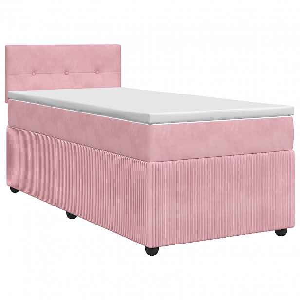 vidaXL Postel boxspring s matrací s čelo Růžová 80 x 200 cm Samet