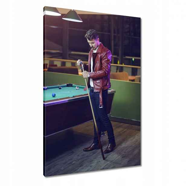 Obrazy 60x90 Kulečník Hra Stůl Bílé Tyče