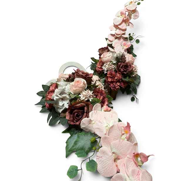 Dekorace Komplet na hřbitovní hrob Srdce orchideje pudrově růžová