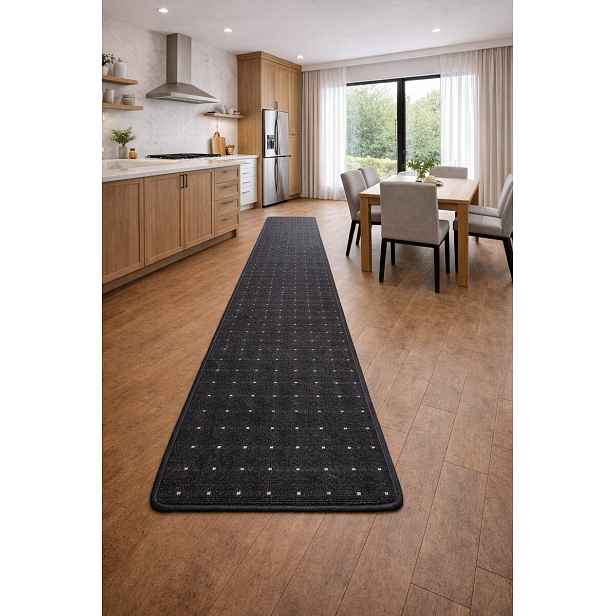 Běhoun na míru Udinese antracit, šíře 200 cm, černá, chodba / předsíň, Condor Carpets