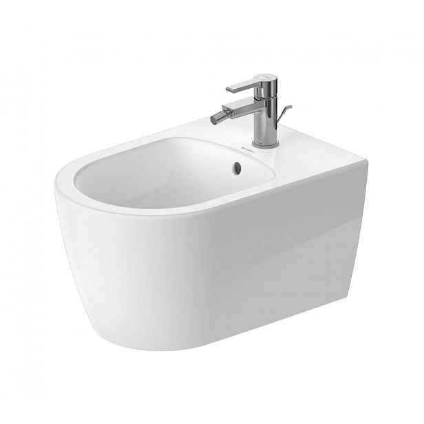 Duravit ME by Starck - Závěsný bidet, s přepadem, otvor pro baterii, DuraShield, matná bílá 272415AC00
