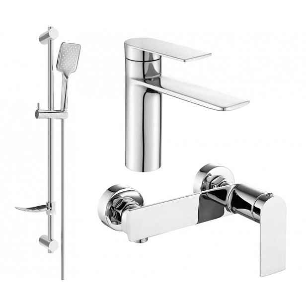 MEXEN - Zero SET umyvadlová + sprchová baterie s příslušenstvím DF62, chrom 71104DF62-00
