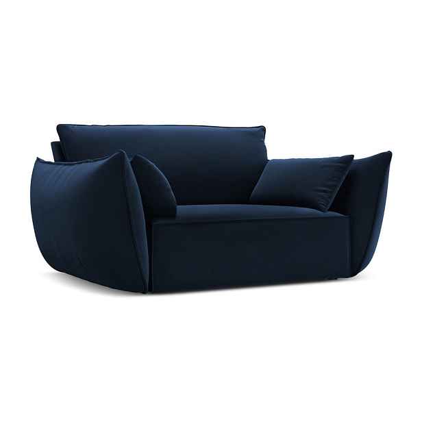 Tmavě modré sametové křeslo Vanda – Mazzini Sofas